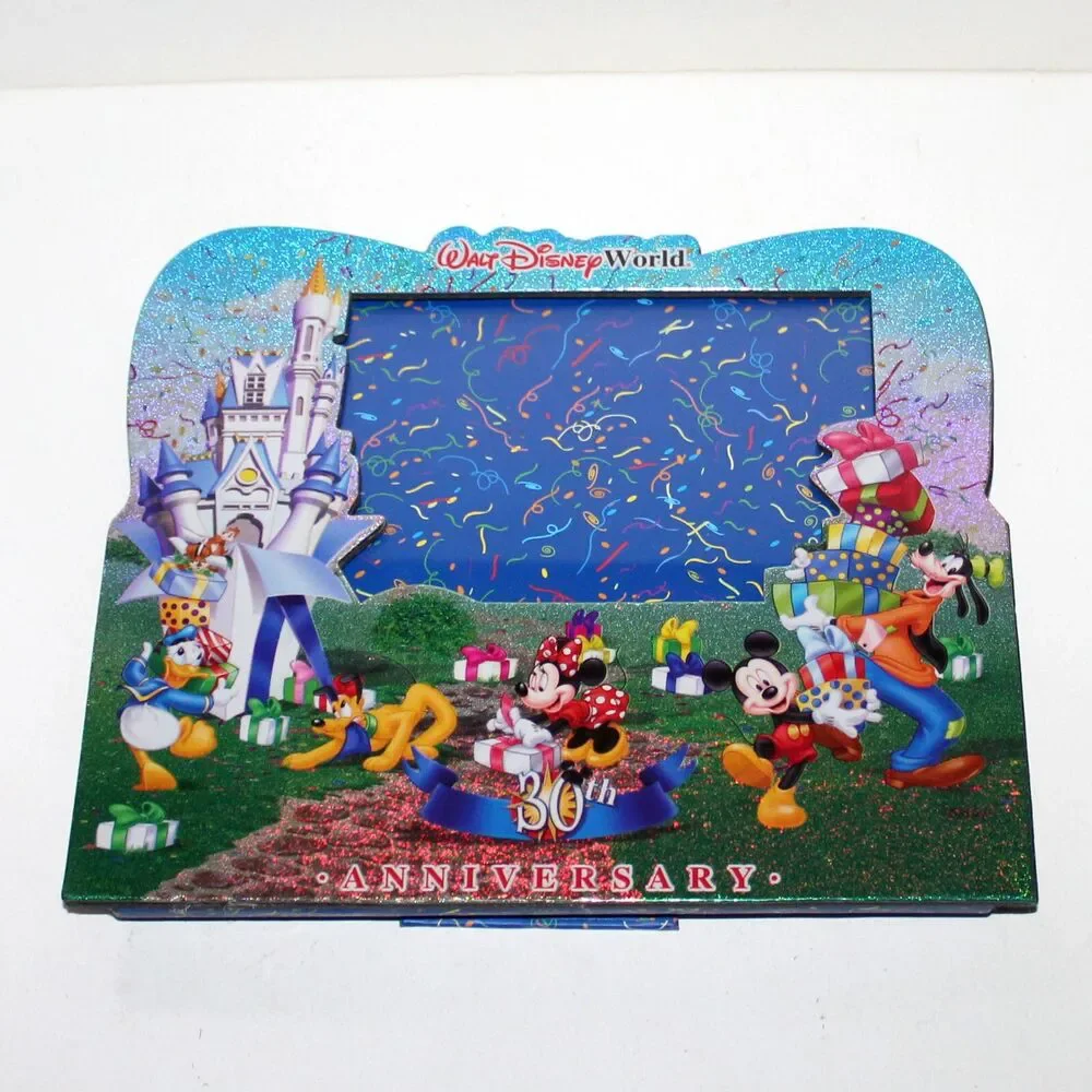 Walt Disney World Photo Frame 30th Anniversary 2001 Mickey Minnie Pluto Goofy